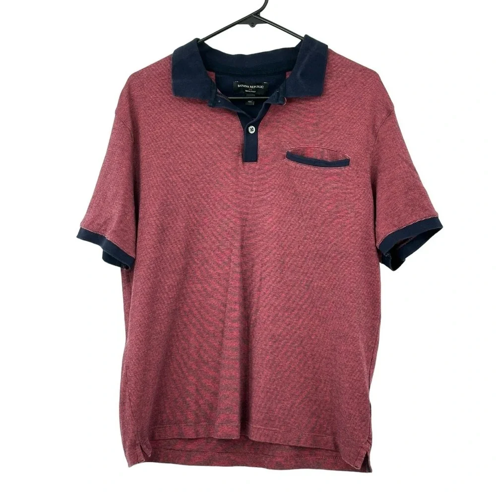 Banana Republic Polo Shirt Mens Medium Red Dress Preppy Classic Night Out Cotton